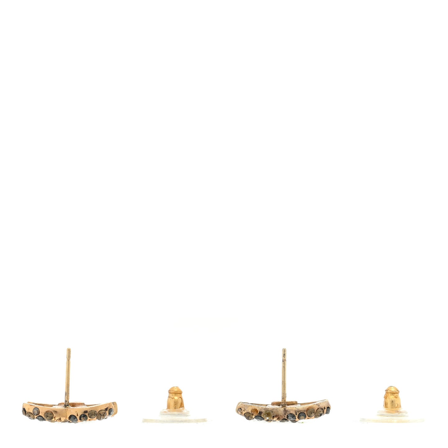 Crystal CC Earrings Black Gold