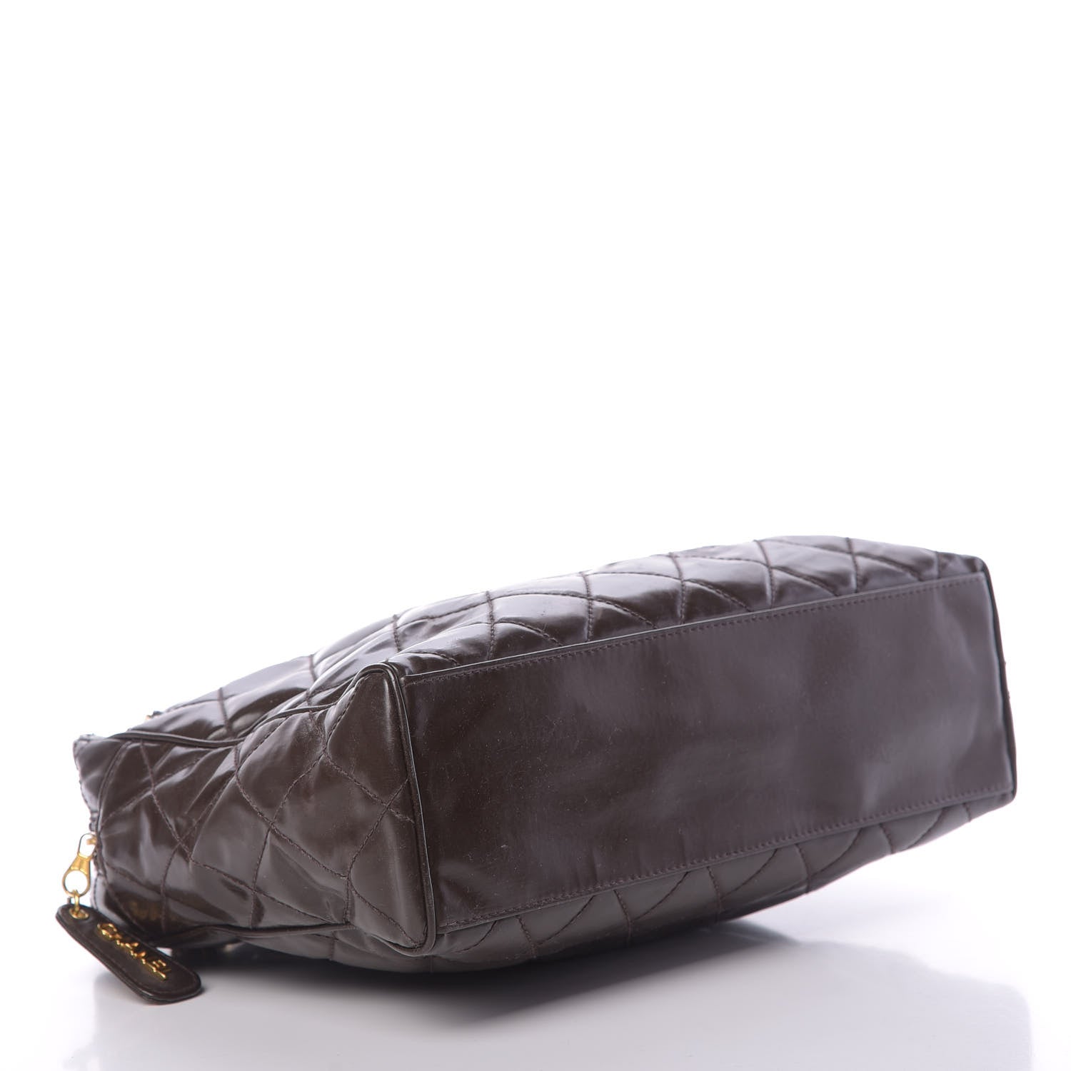Chanel Patent Quilted Shoulder Bag Brown 4 of 15