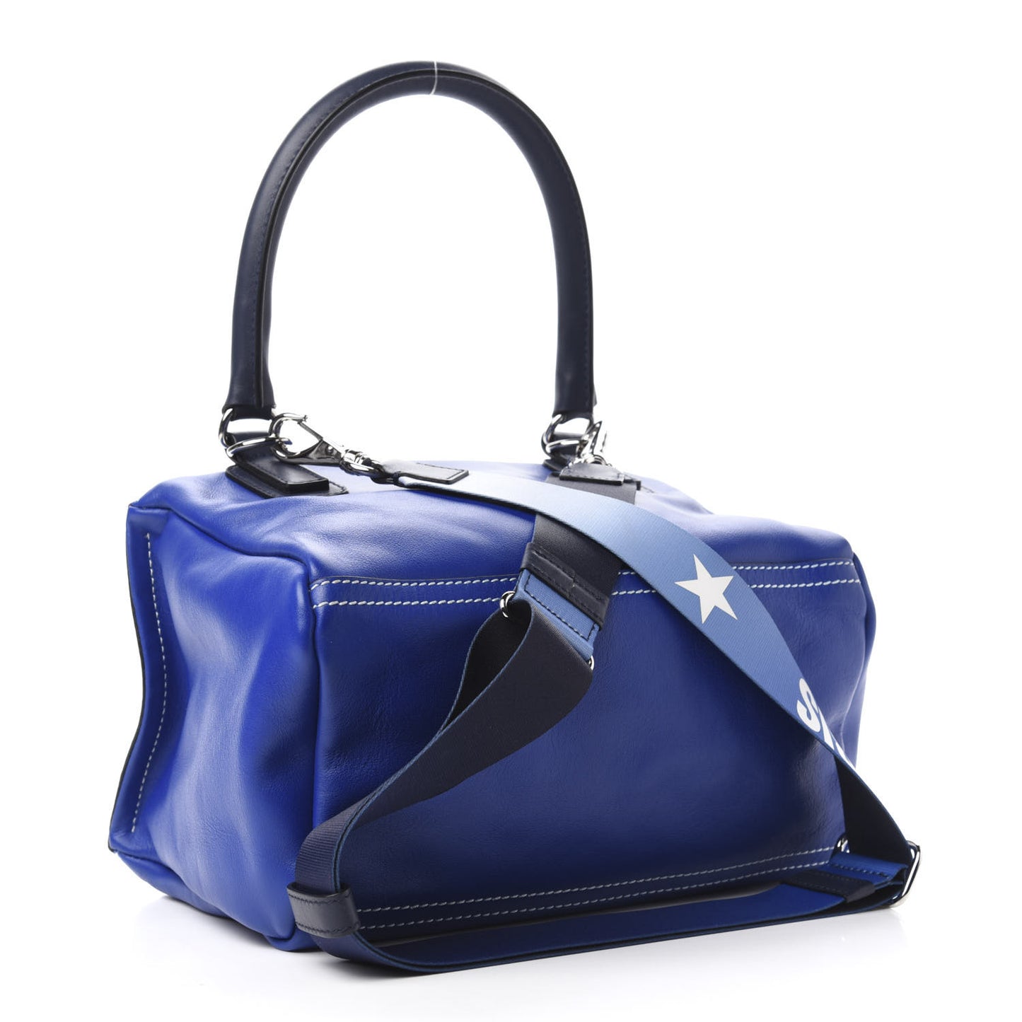 Calfskin Mini Pandora Logo Strap Moroccan Blue