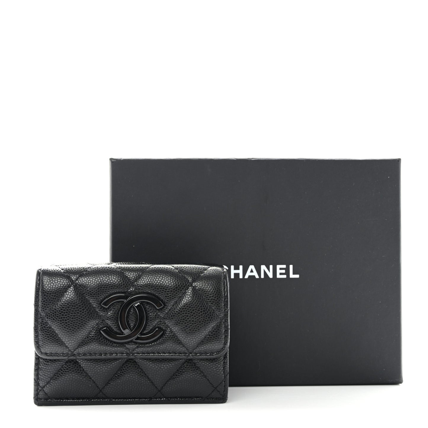 Caviar Quilted My Everything Small Flap Wallet Black