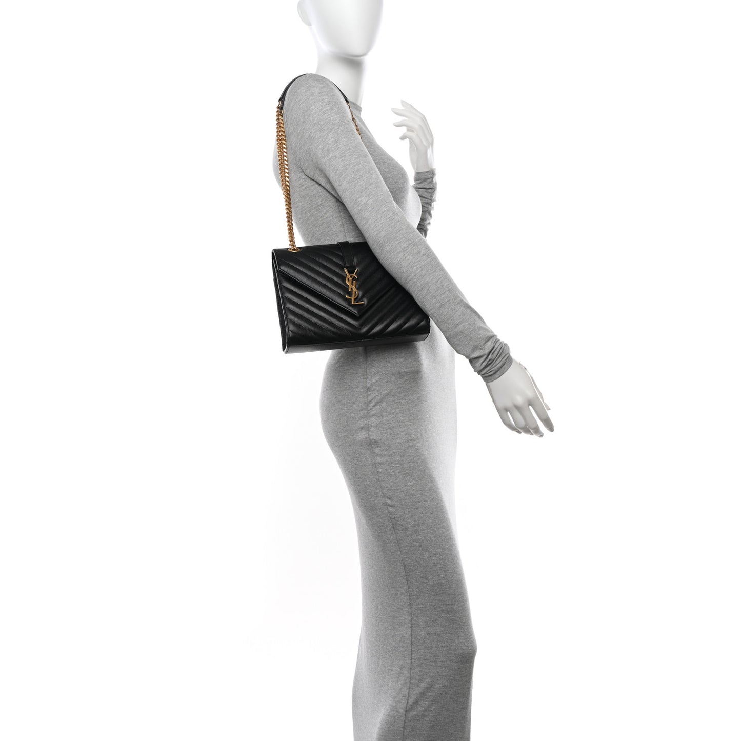 Grain De Poudre Matelasse Chevron Medium Monogram Satchel Black