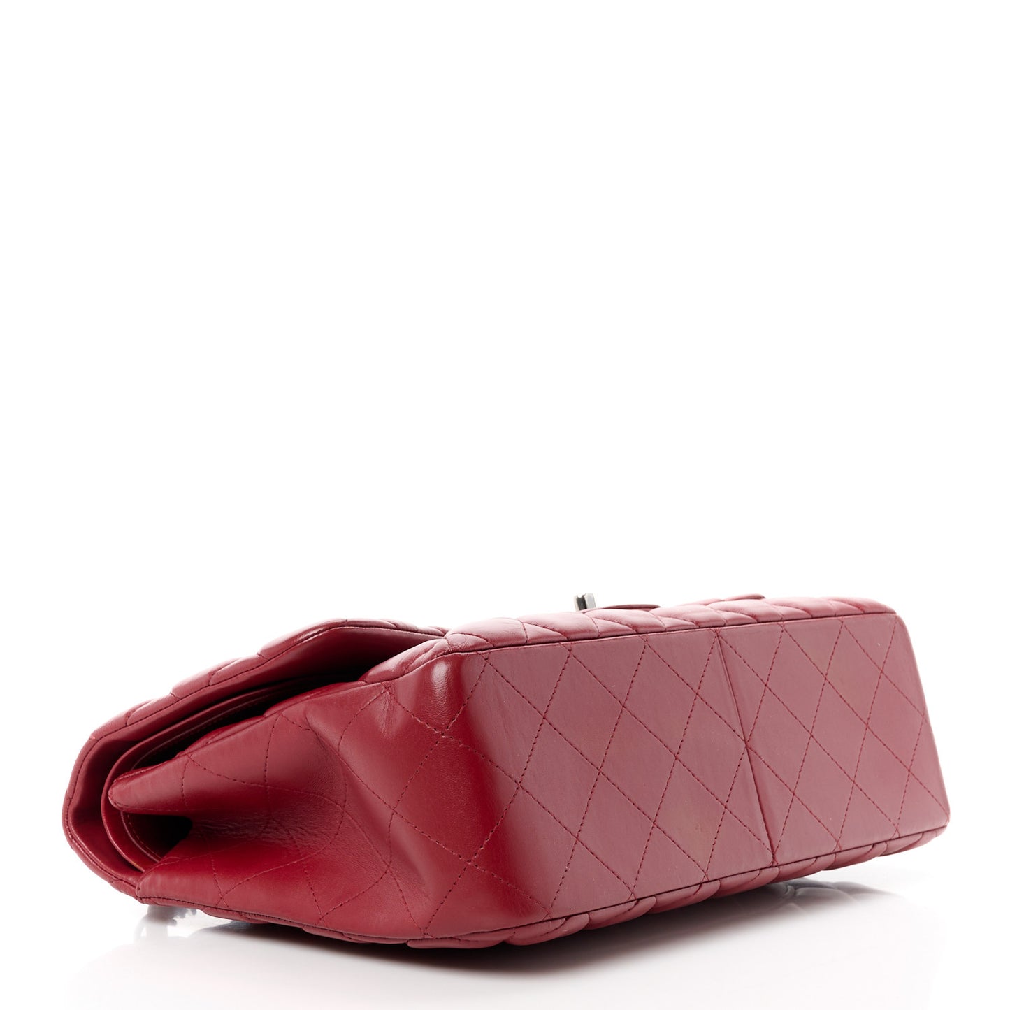 Lambskin Quilted Jumbo Double Flap Dark Red