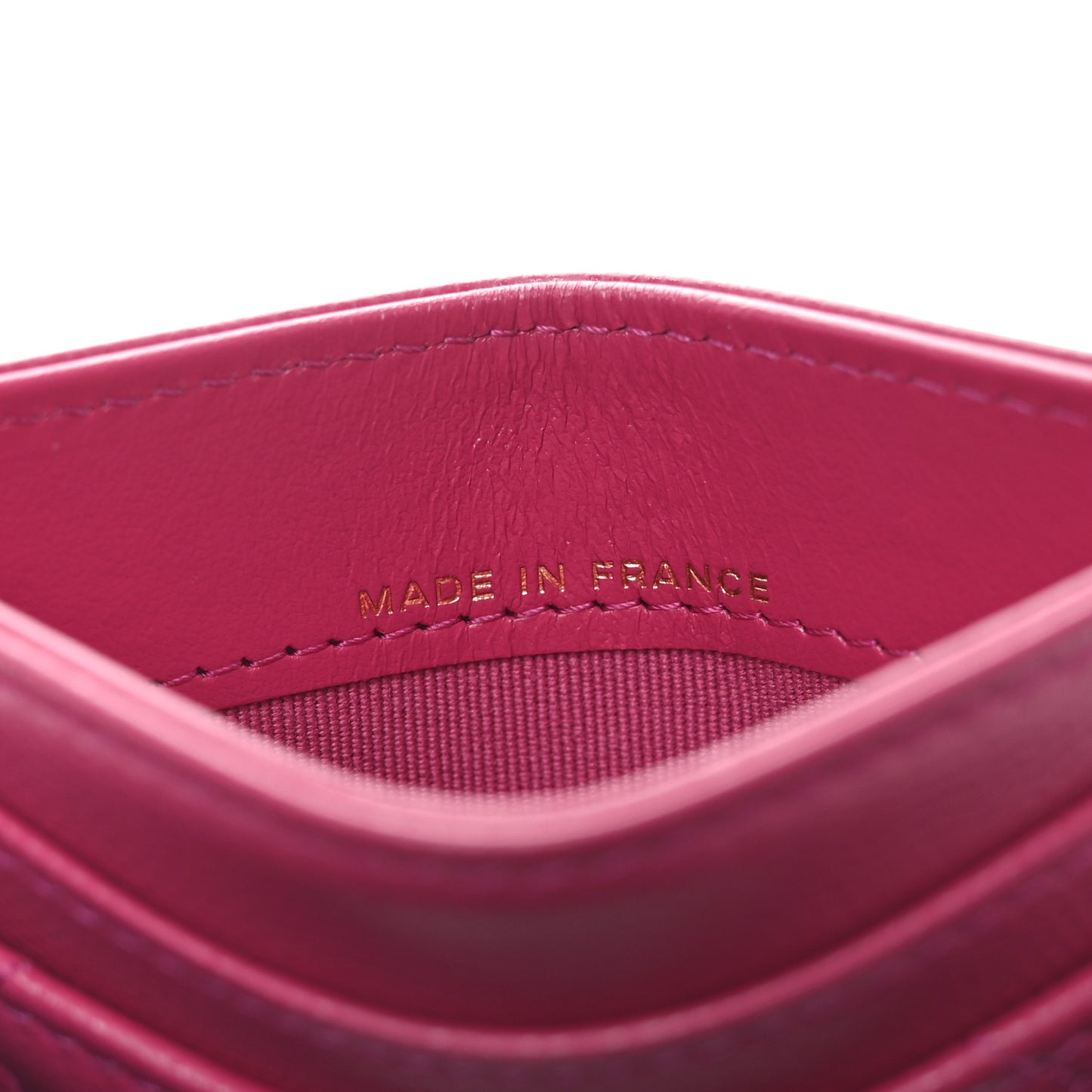 Caviar Quilted Card Holder Fuchsia