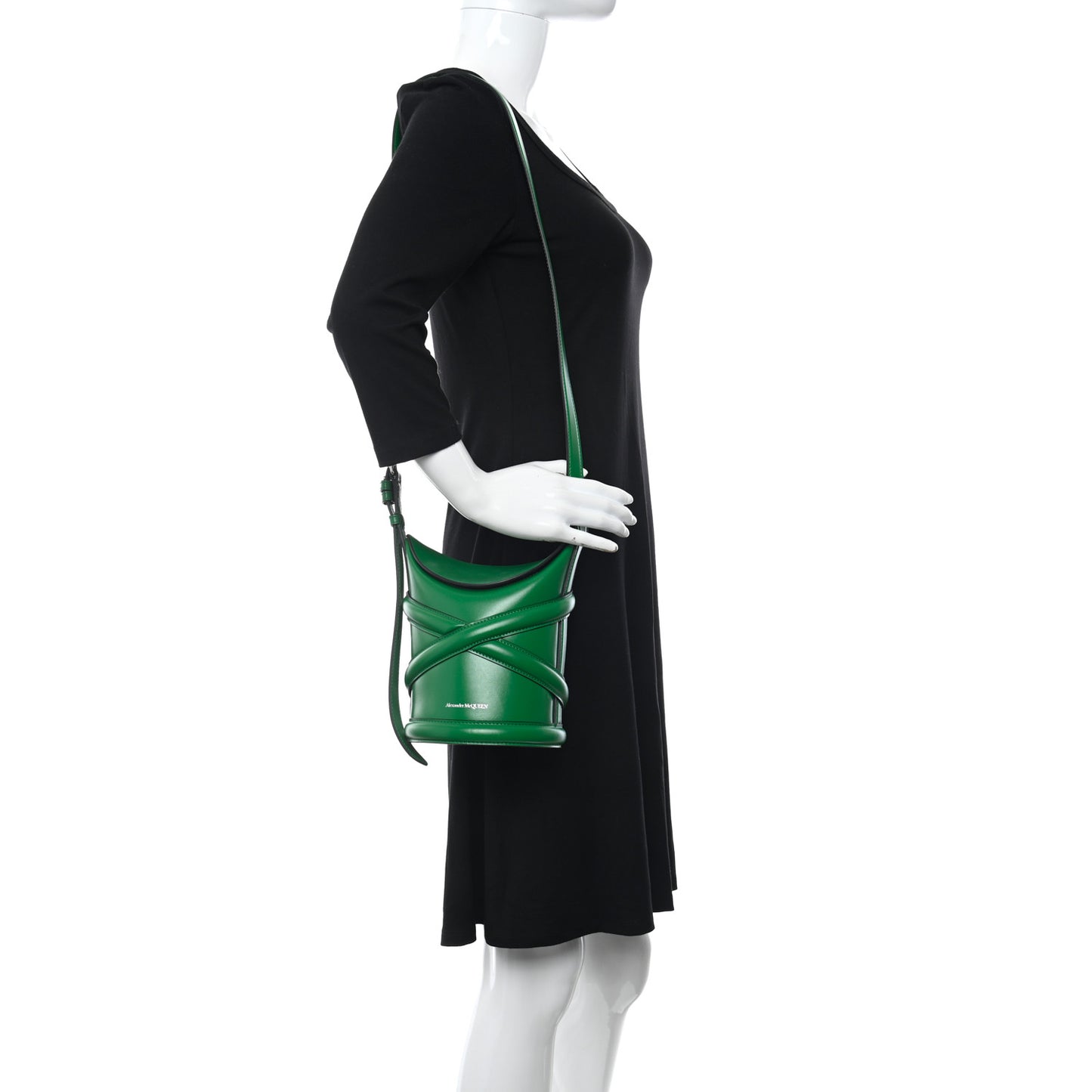 Calfskin Mini Curve Bucket Bag Green