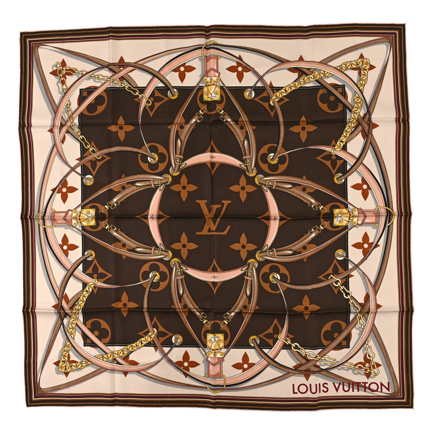Silk Monogram Ultimate Square 90 Scarf Brown