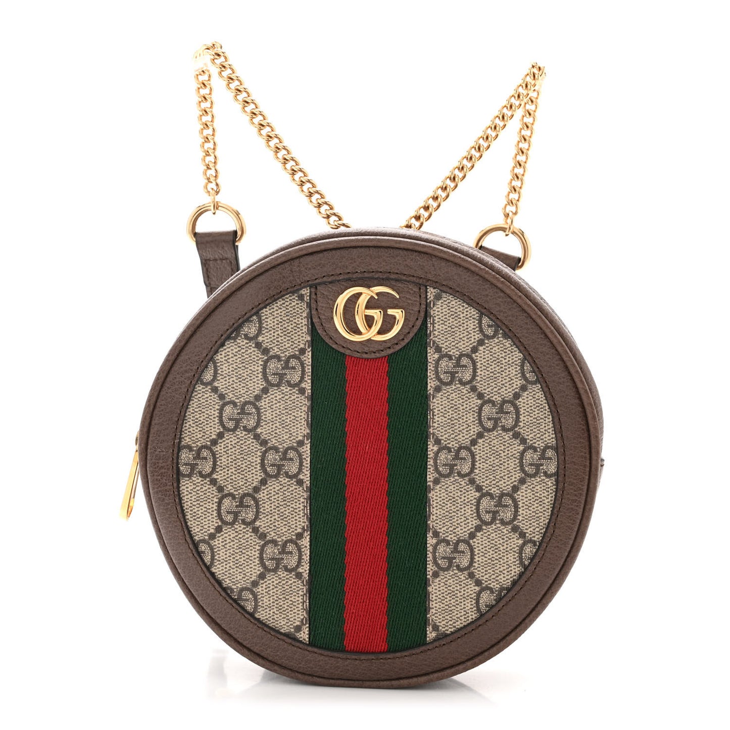 GG Supreme Monogram Web Mini Ophidia Round Backpack Brown