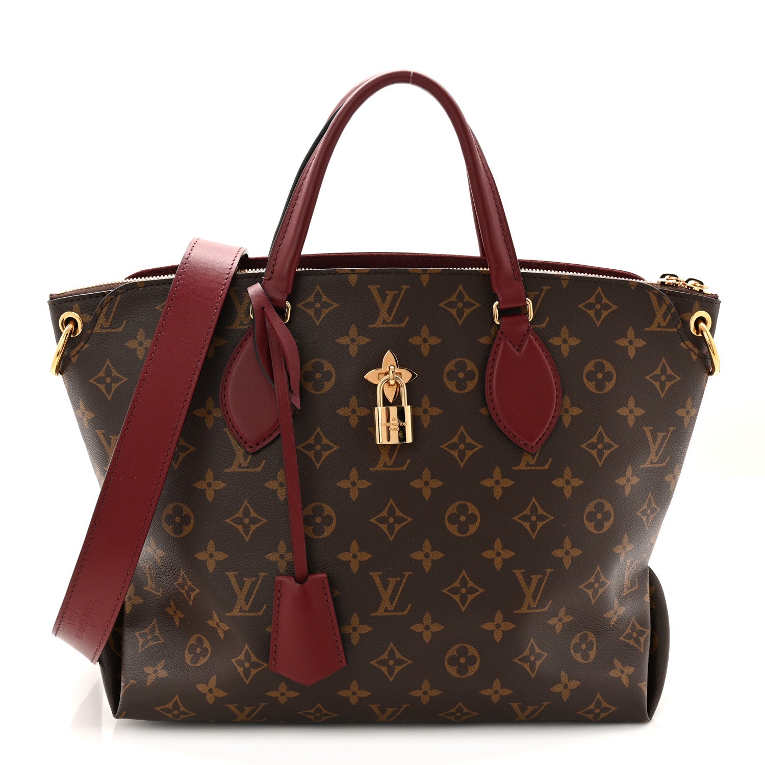 Louis Vuitton Monogram Flower Zipped Tote MM Bordeaux 1821999