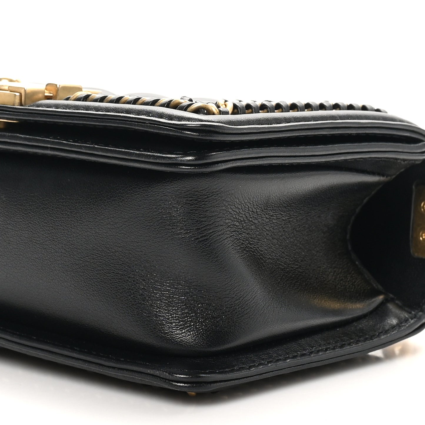 Lambskin Quilted Small Top Handle Boy Flap Black