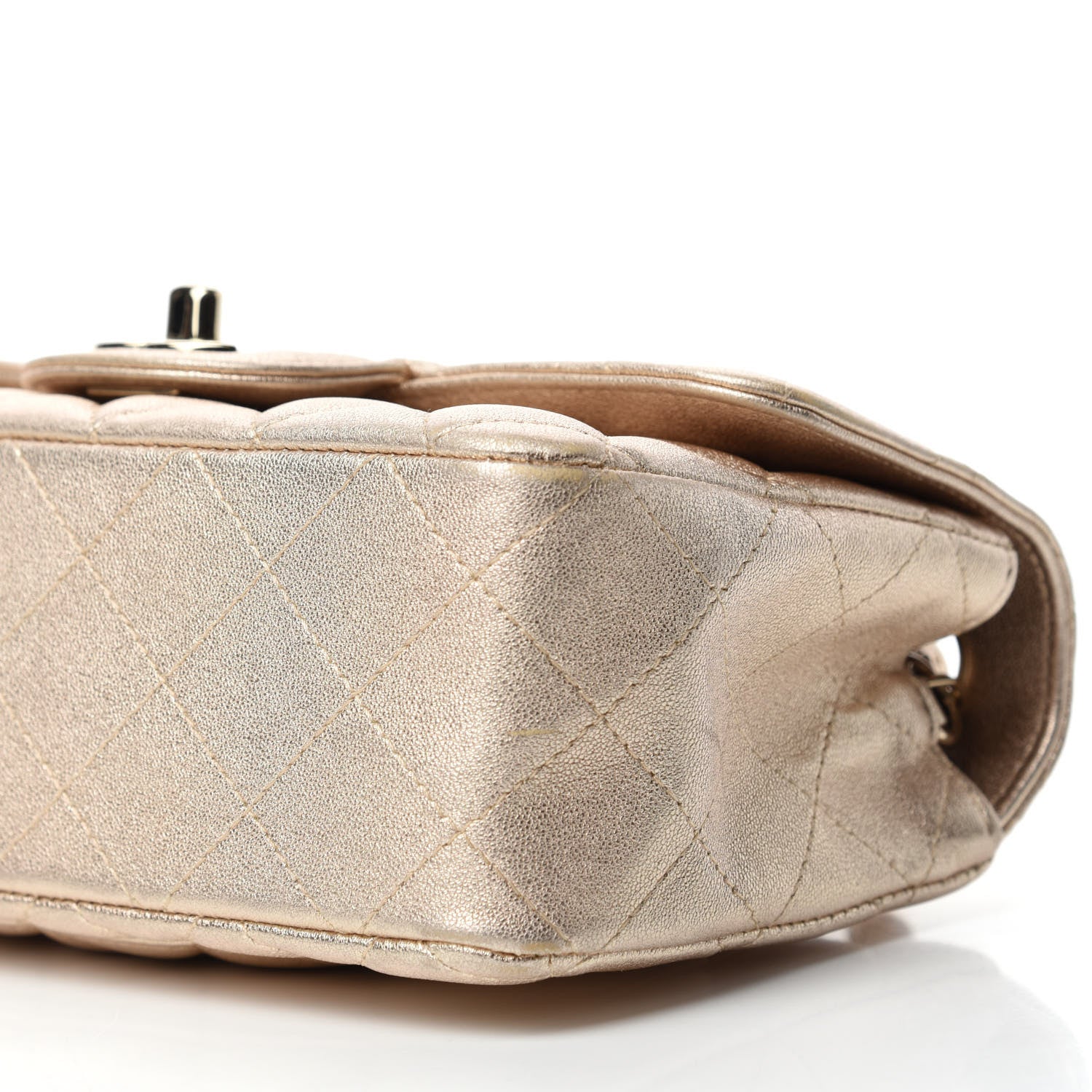 Chanel Metallic Lambskin Quilted Mini Rectangular Flap Gold 7 of 13