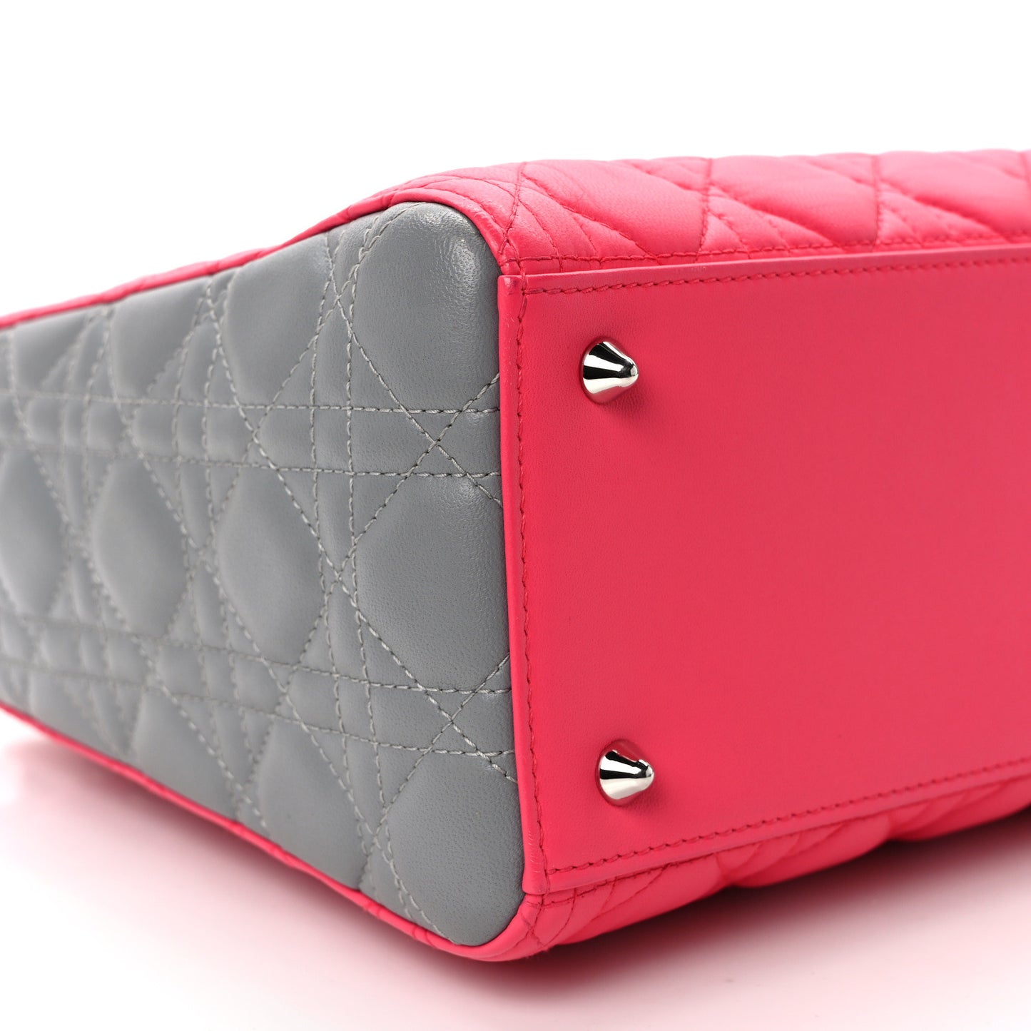 Lambskin Cannage Medium Tri-Color Lady Dior Fuchsia