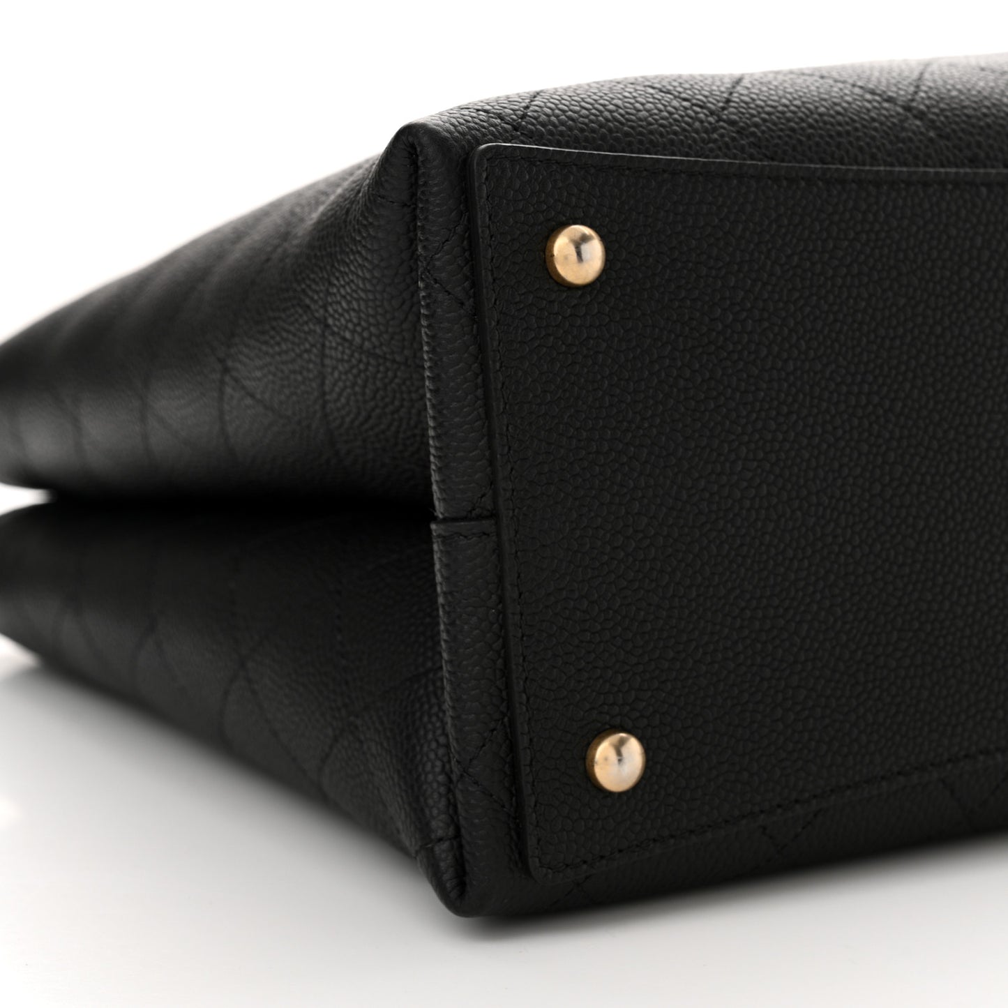 Caviar Stitched Large Shopping Tote Bag Black