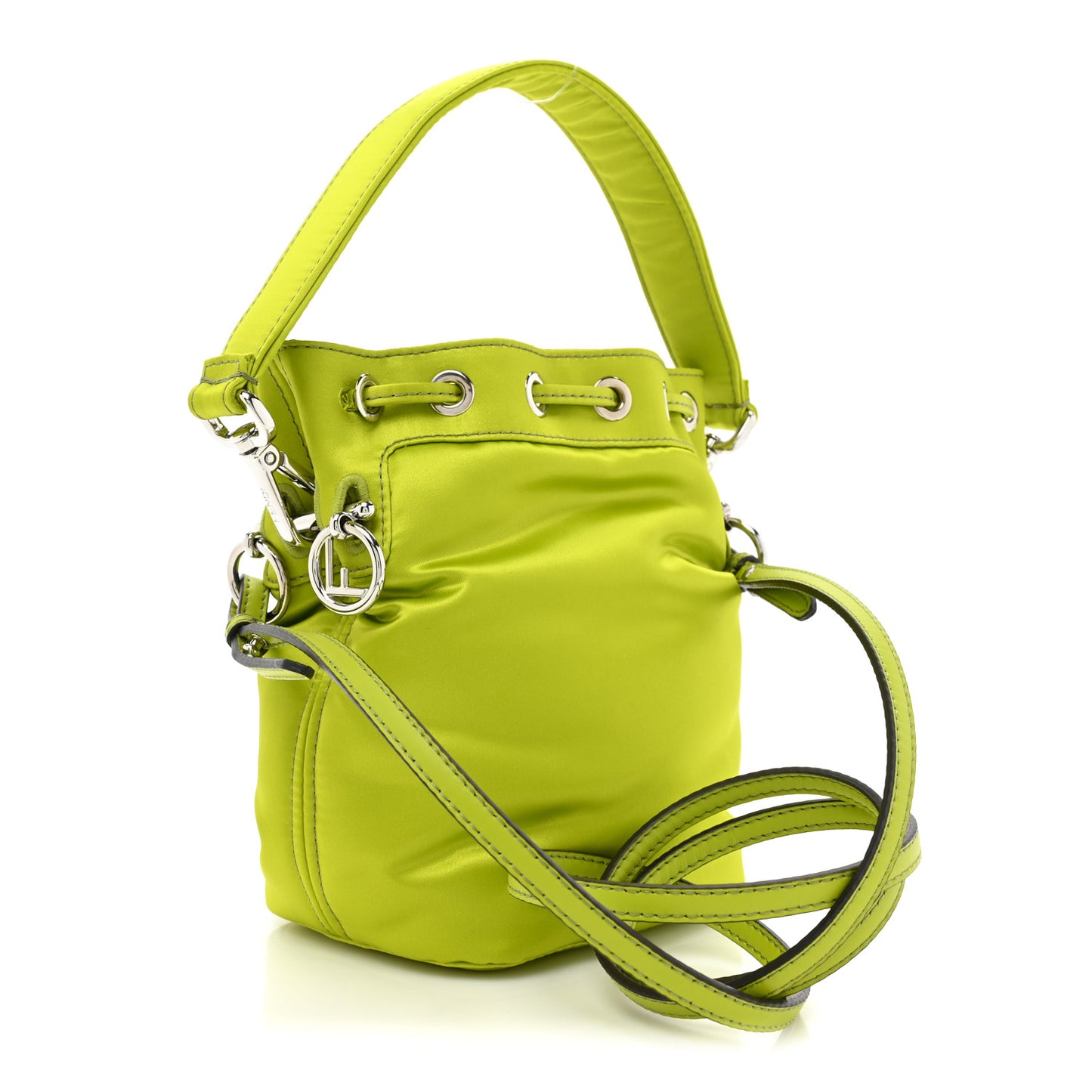 Nylon Ninfa Vitello King Cuoio Mini Mon Tresor Bucket Bag Wasabi