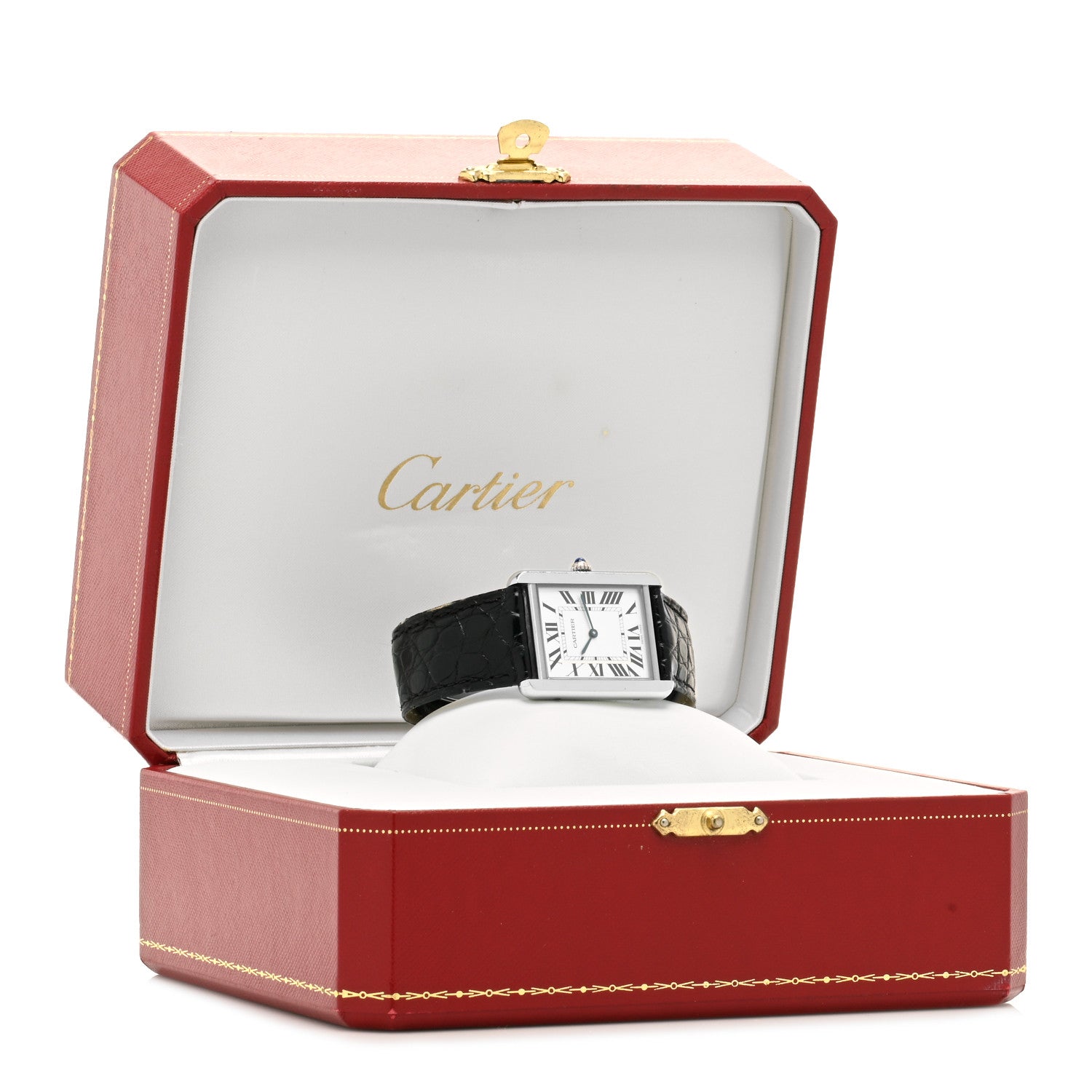 Cartier Stainless Steel Alligator 27mm Tank Solo Quartz Watch 5 of 5
