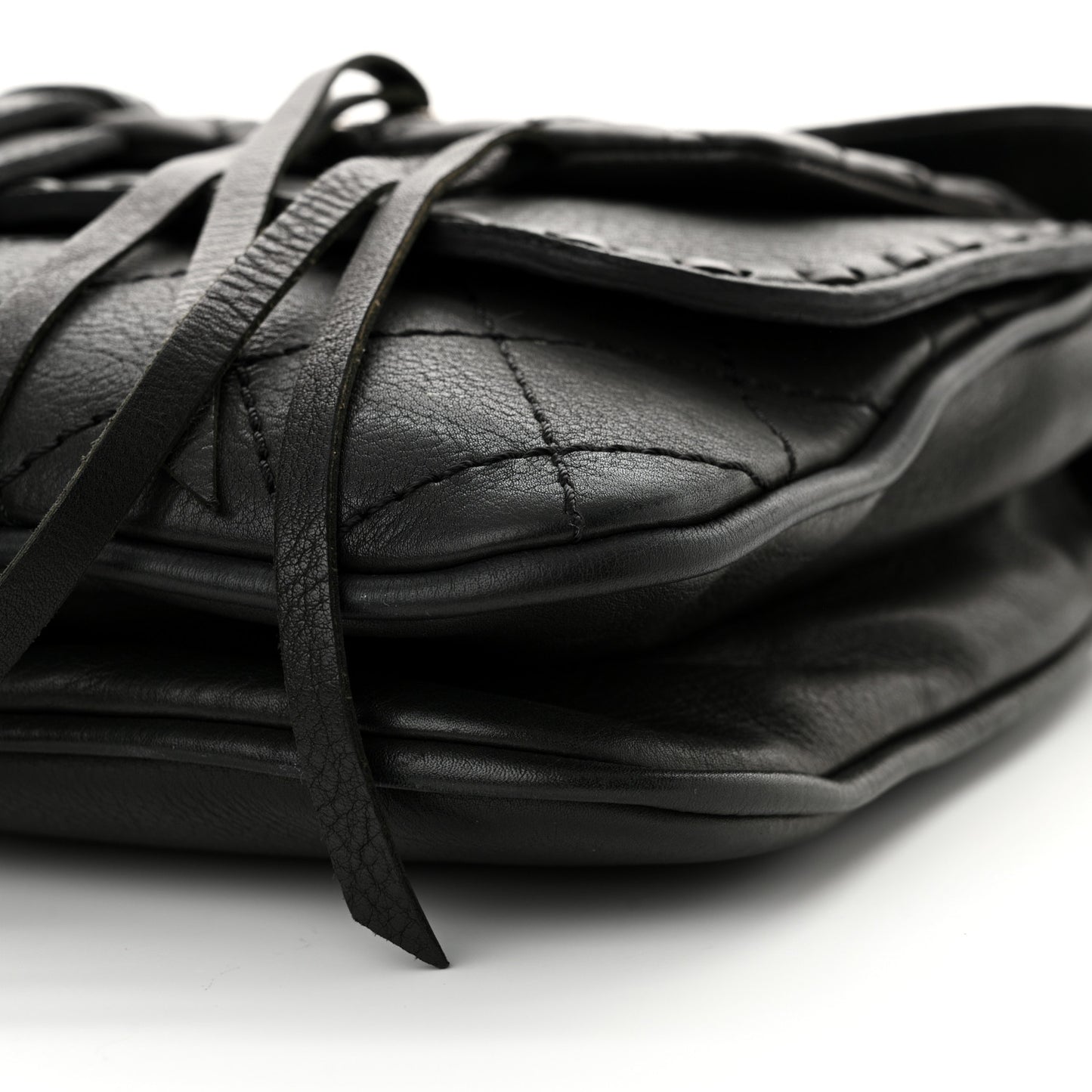 Calfskin Quilted Dallas Saddle Bag Black