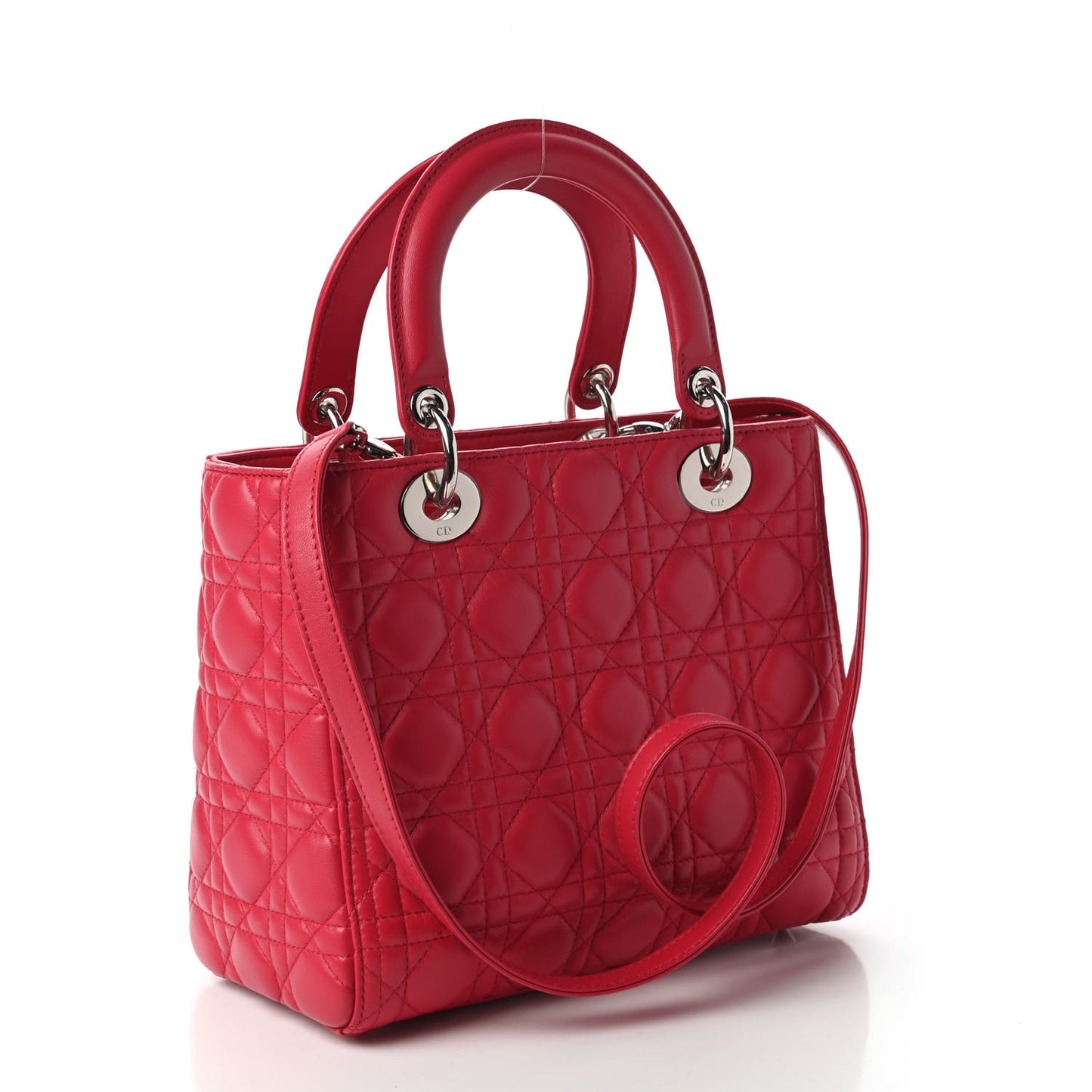 Lambskin Cannage Medium Lady Dior Fuchsia