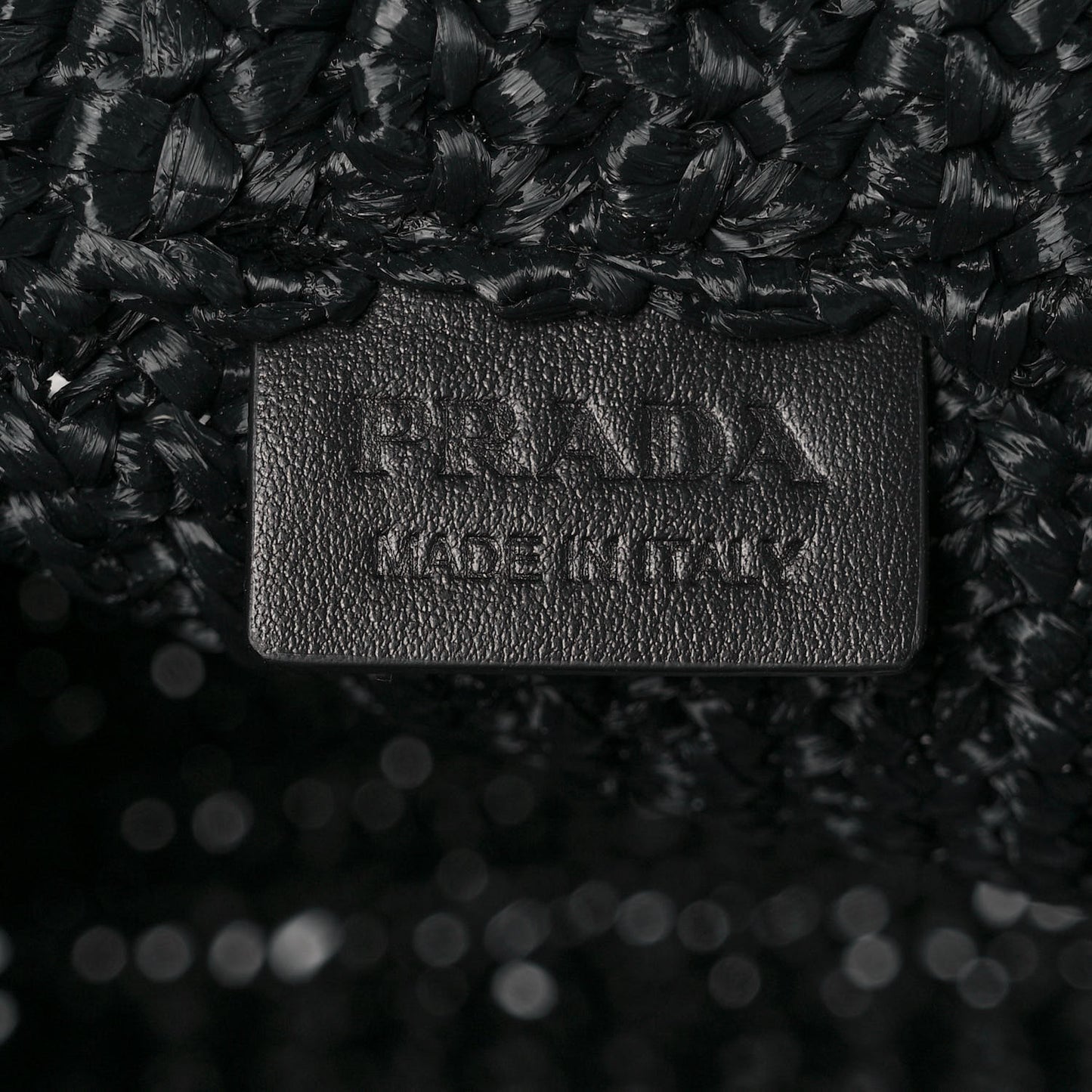 Yarn Raffia Effect Crochet Small Logo Tote Black
