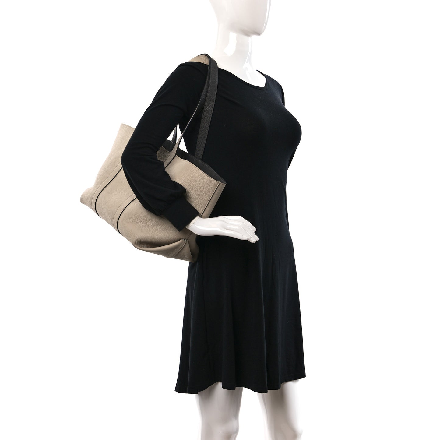 Taurillon Gex Calfskin Duo Reversible Tote Greige Zinc
