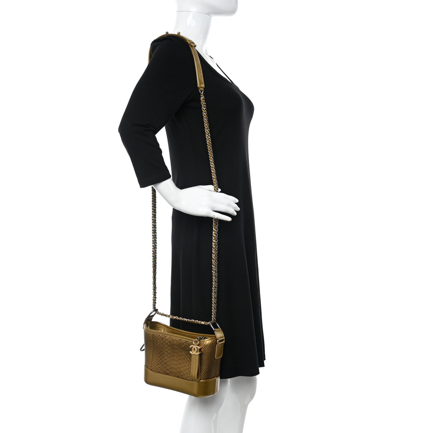 Metallic Snakeskin Small Gabrielle Hobo Gold