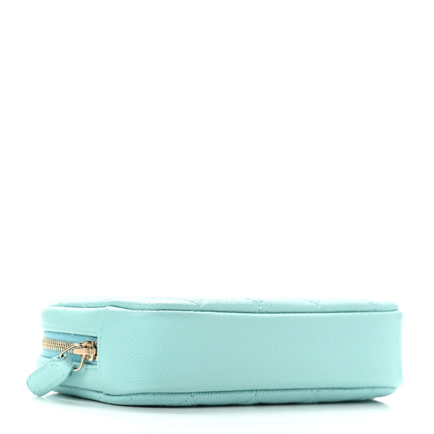 Caviar Quilted Small Curvy Pouch Cosmetic Case Light Blue