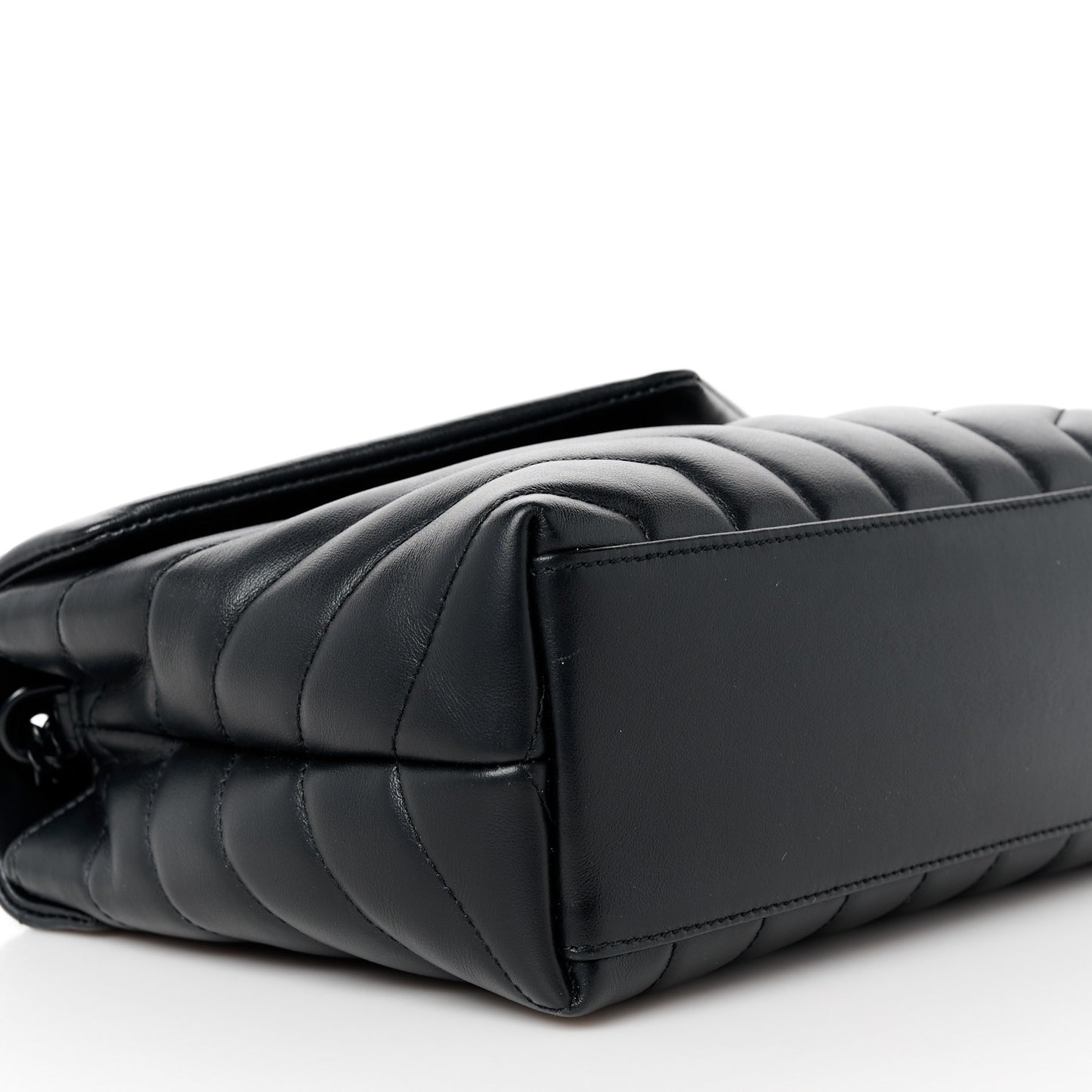 Calfskin Y Quilted Monogram Monochrome Small Loulou Chain Satchel Black