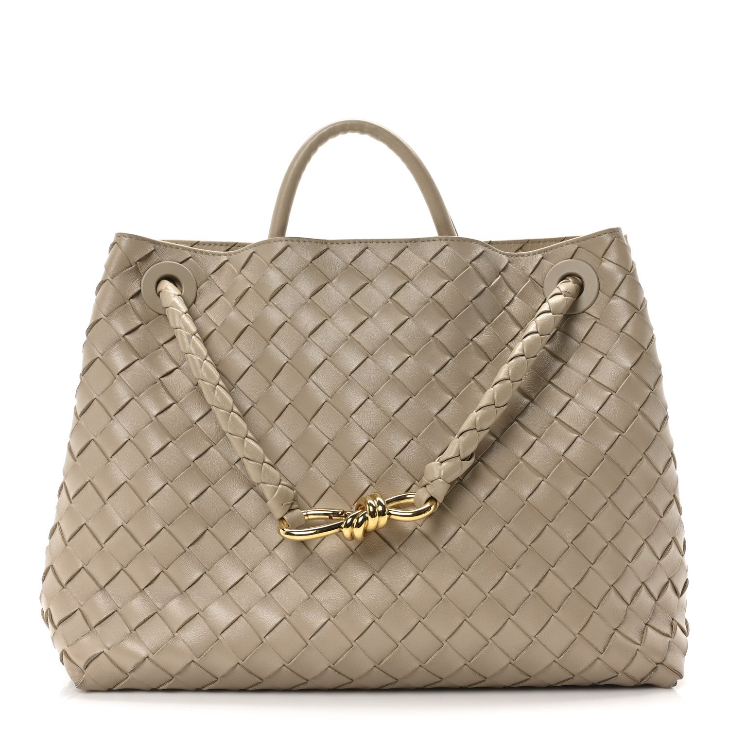 Bottega Veneta Nappa Intrecciato Medium Andiamo Shoulder Bag Ecru 1 of 9
