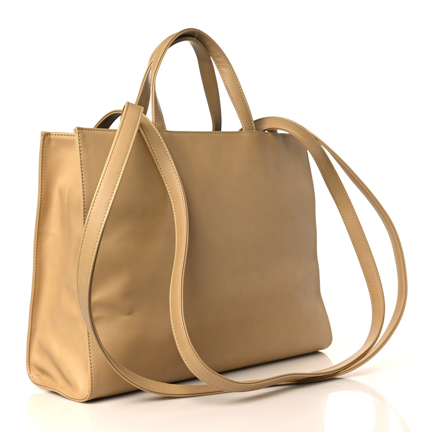 Vegan Leather Medium Shopping Bag Cream
