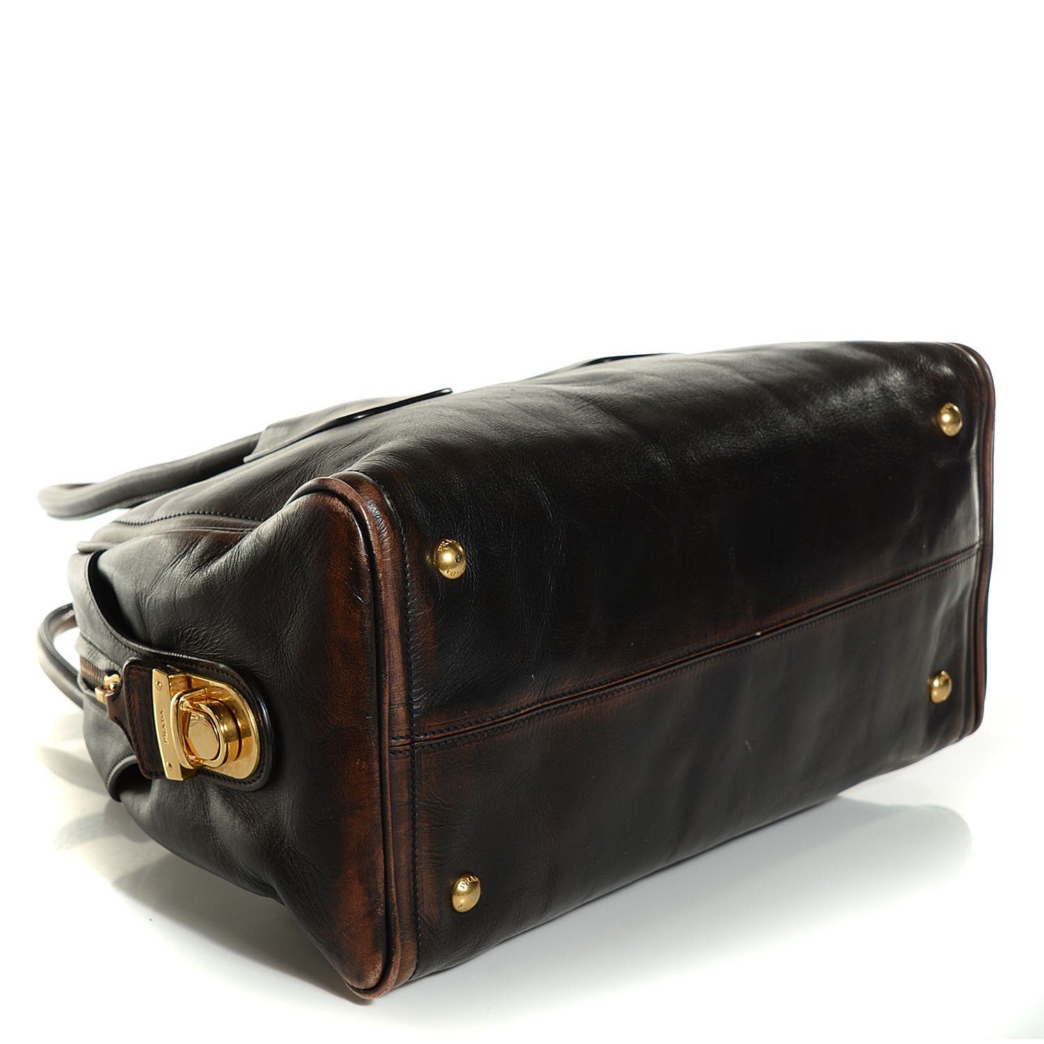 Prada Vitello Vintage Bowling Bag Black 4 of 9