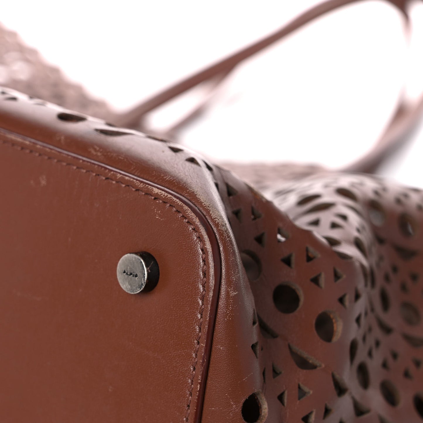 Calfskin Laser Cut Mina 32 Bag Brown