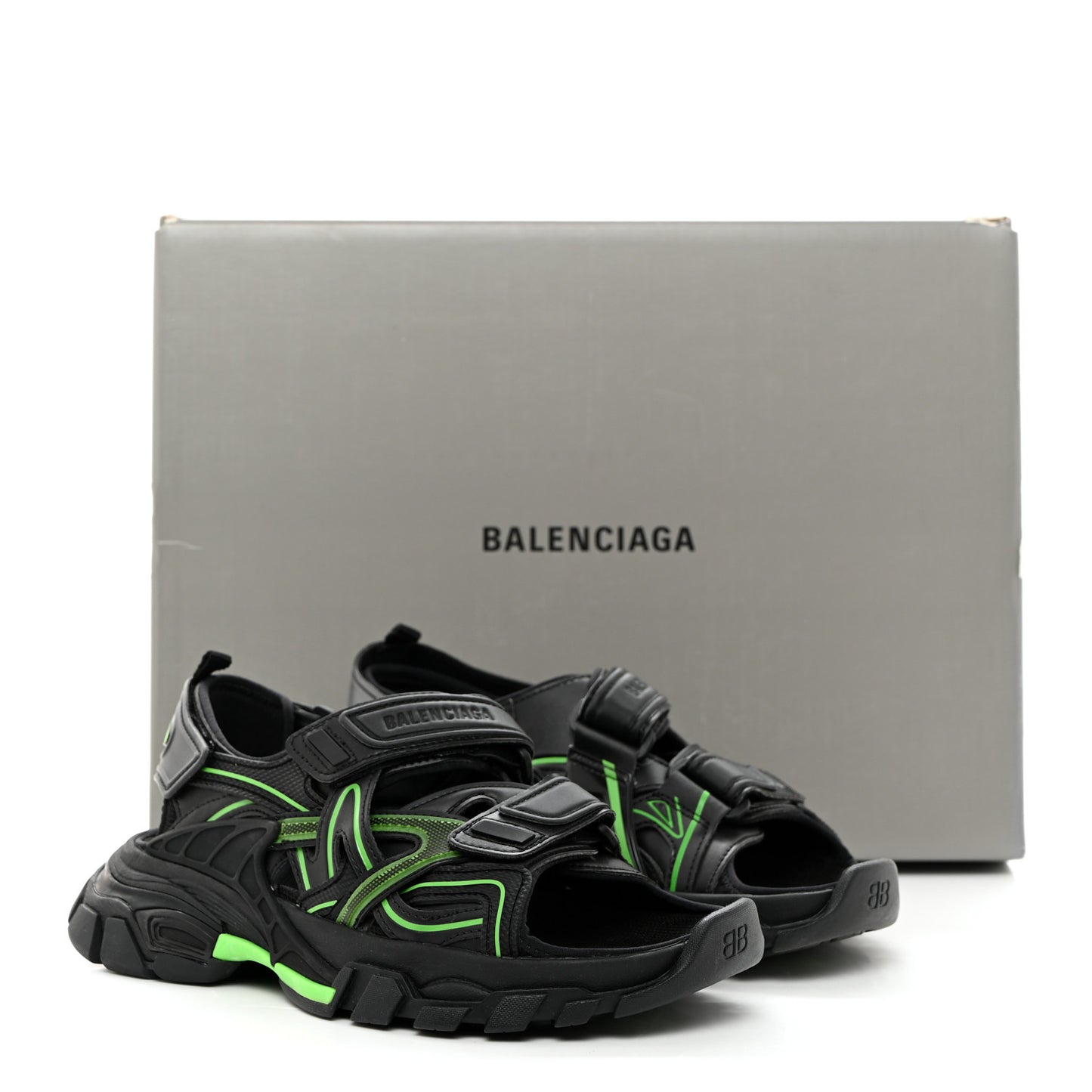 Rubber Neoprene Bi-Color Womens Track Sandals 37 Black Fluo Green