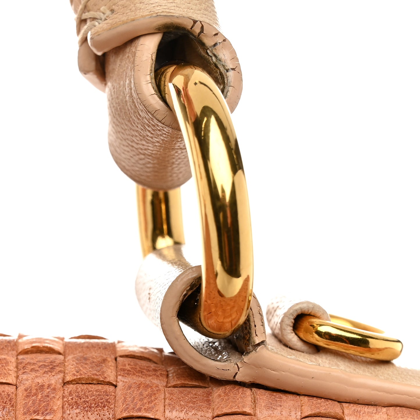 Madras Woven Top Handle Satchel Beige