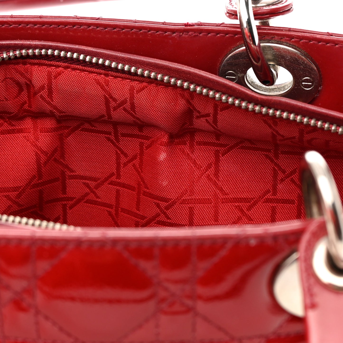 Patent Cannage Large Lady Dior Red