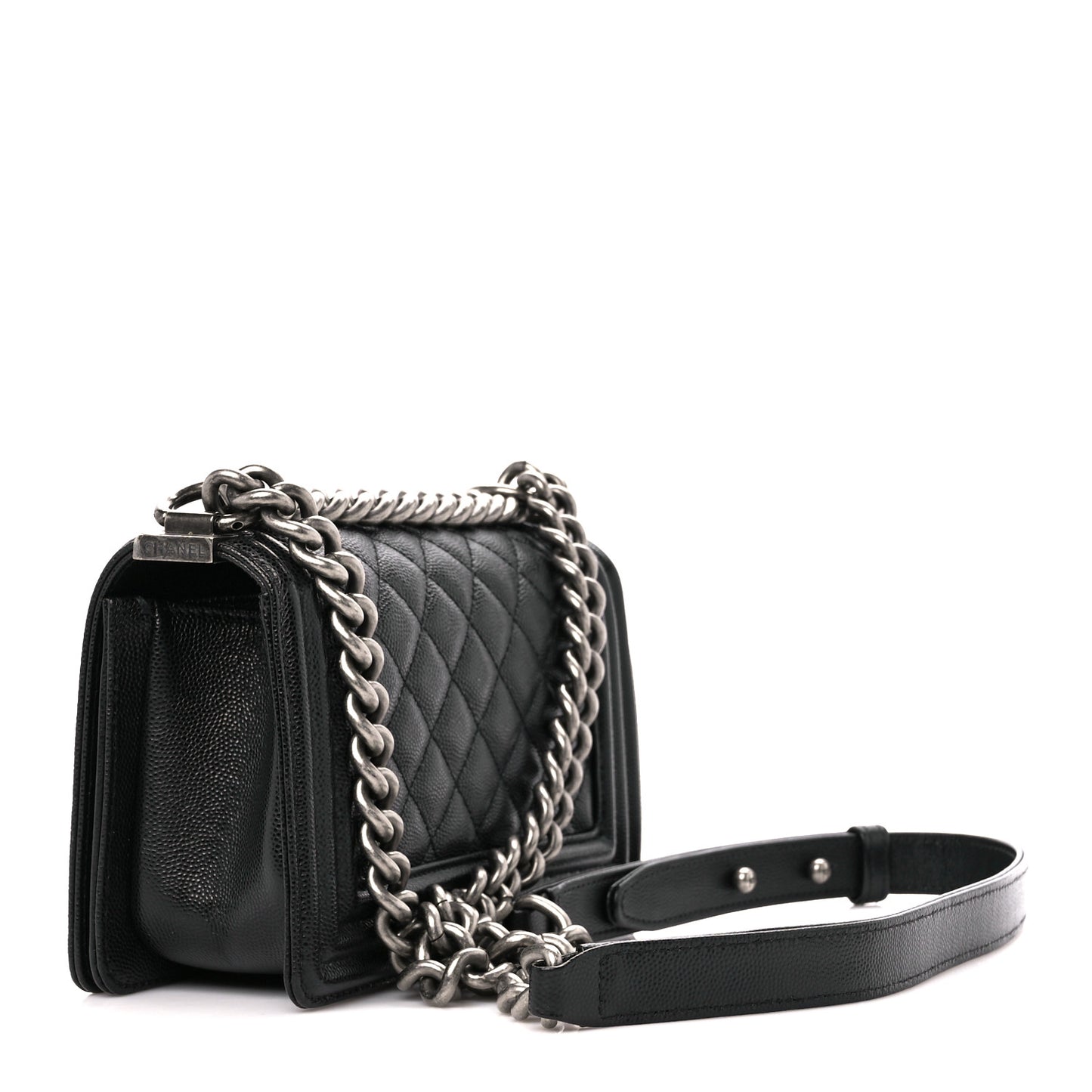 Caviar Quilted Small Boy Flap Black