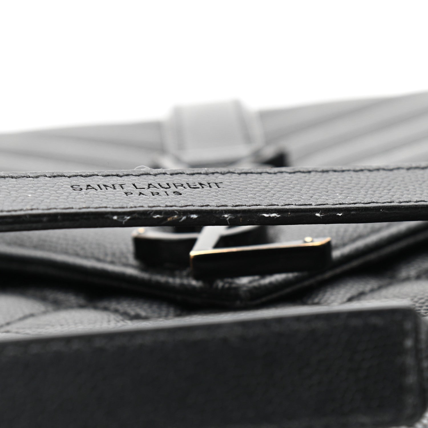 Saint Laurent Grain De Poudre Textured Mixed Matelasse Large Triquilt Monogram Monochrome Satchel Black 15 of 16