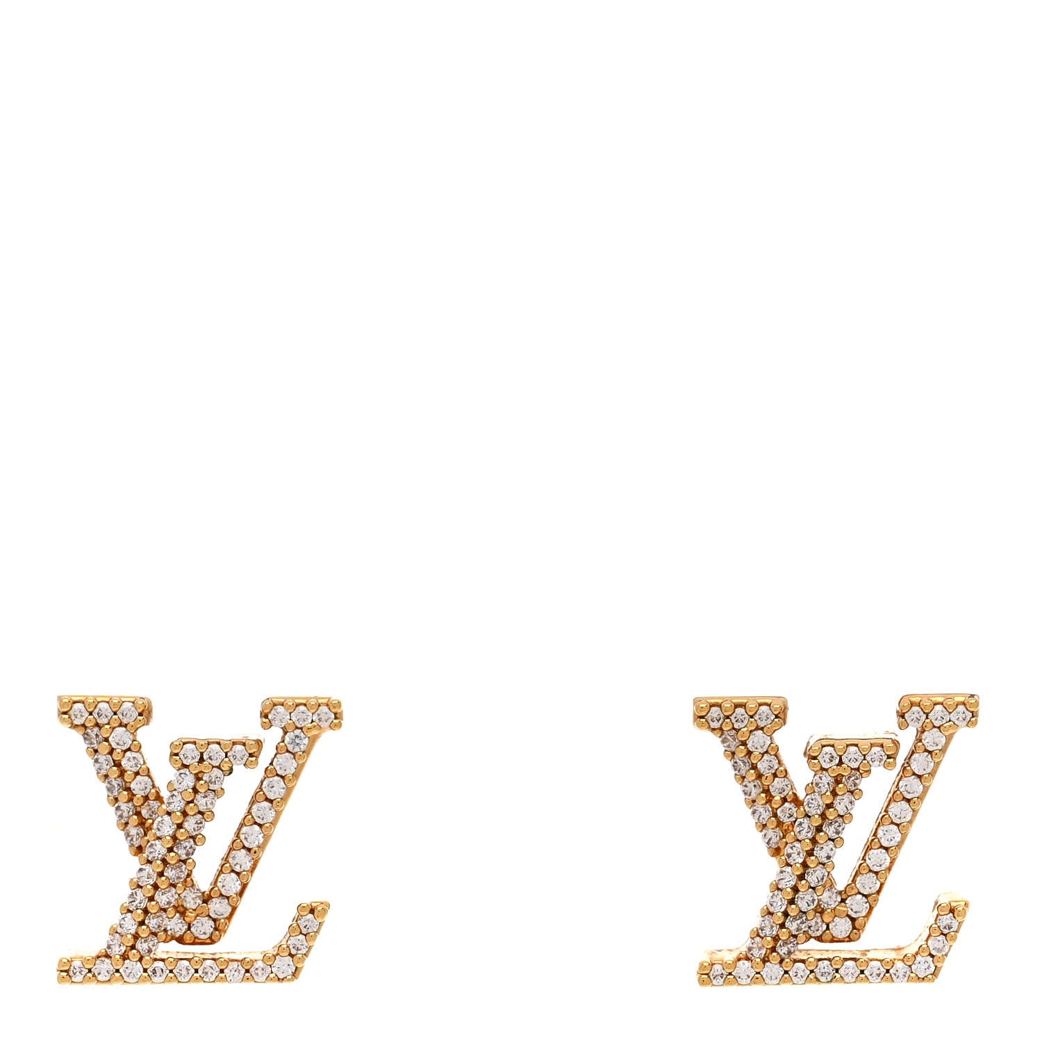 Louis Vuitton Metal Crystal LV Iconic Earrings Gold 1 of 6
