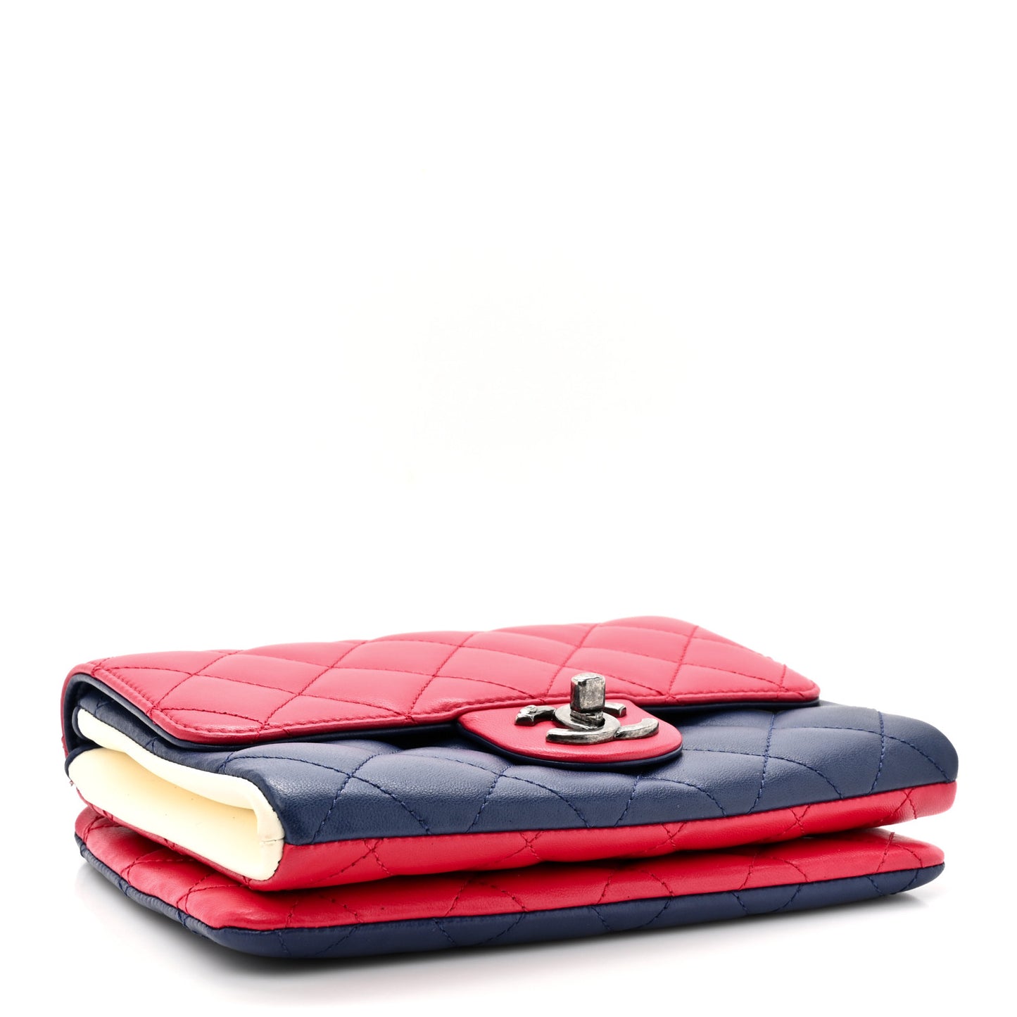 Lambskin Quilted Tri-color Crossbody Bag Dark Red