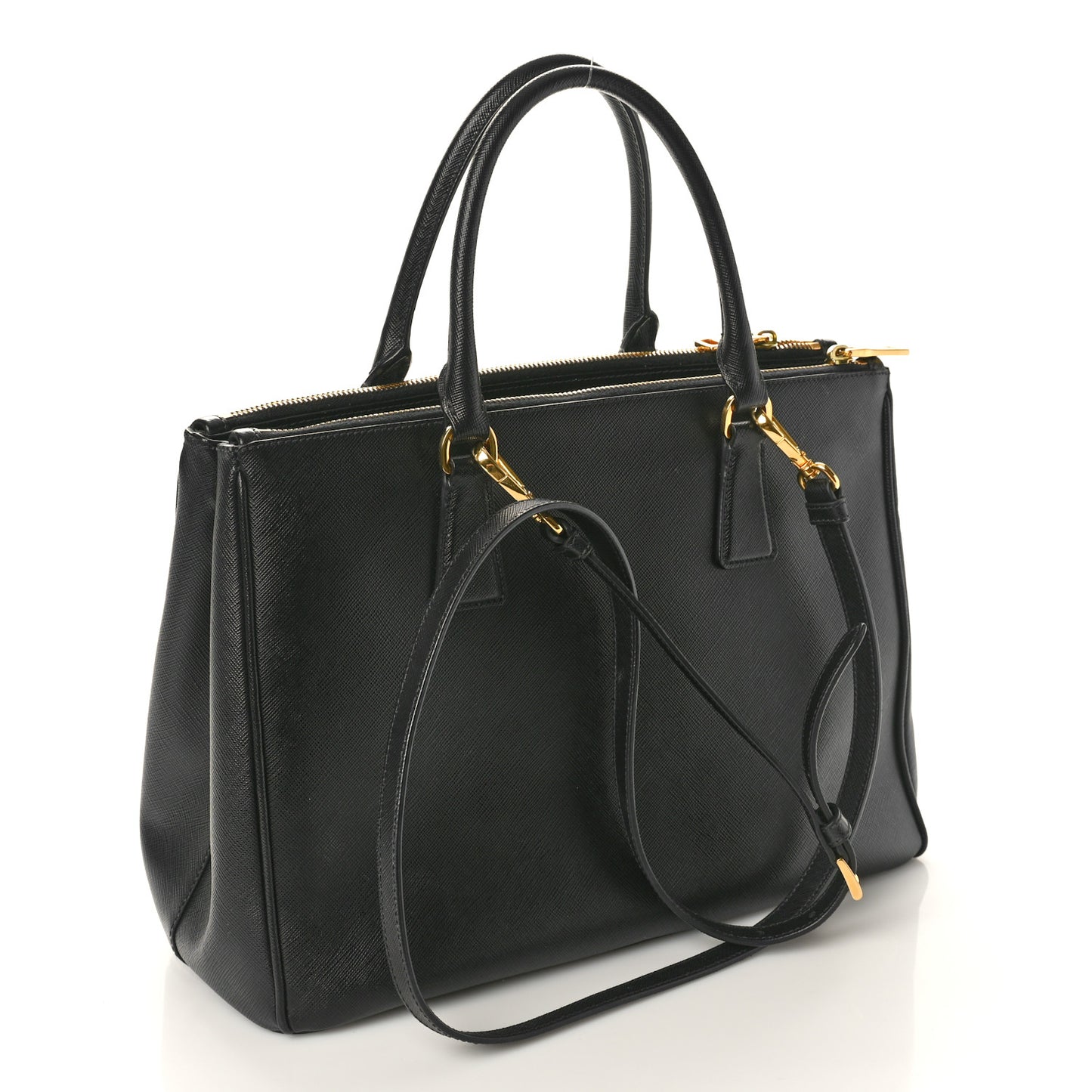 Saffiano Medium Galleria Double Zip Tote Black