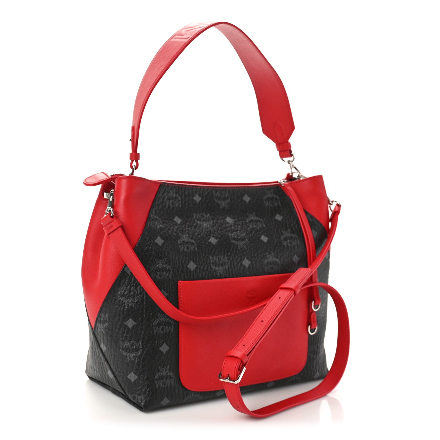 MCM Visetos Medium Klara Hobo Red Black 2 of 8