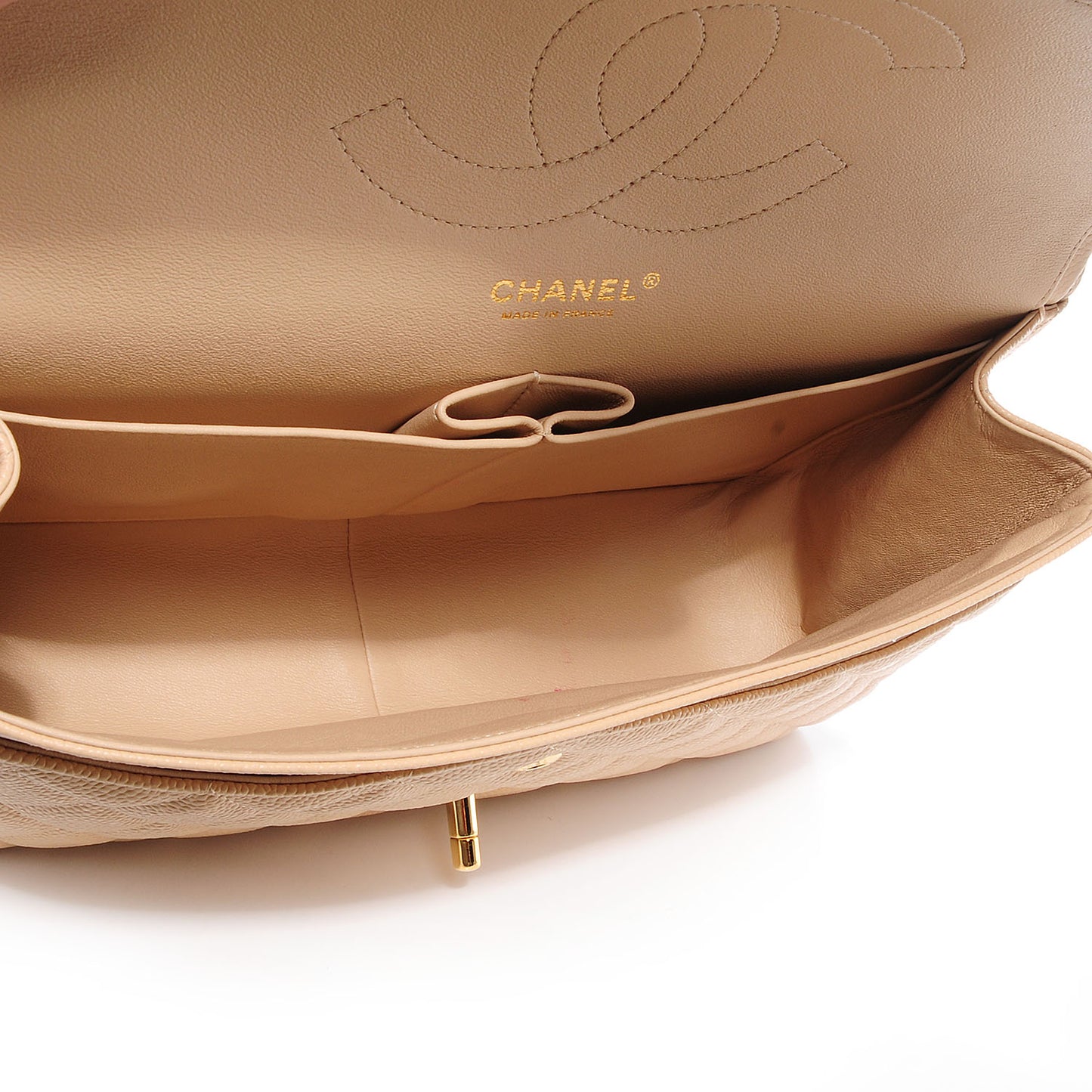Caviar Jumbo Double Flap Beige Clair