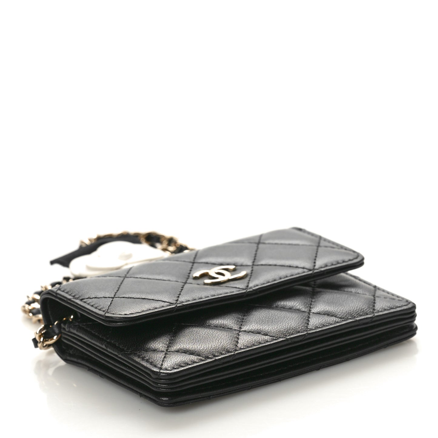 Lambskin Quilted My Chanel Lady Card Holder On Chain Black