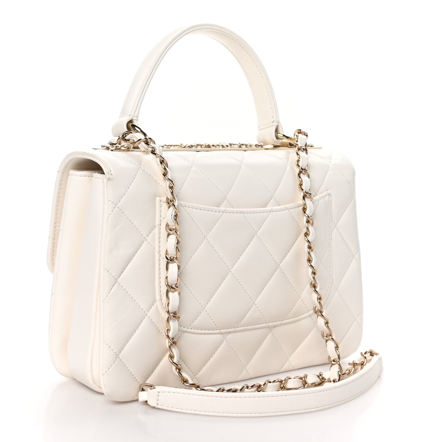 Lambskin Quilted Small Trendy Chain CC Flap Dual Handle Bag White
