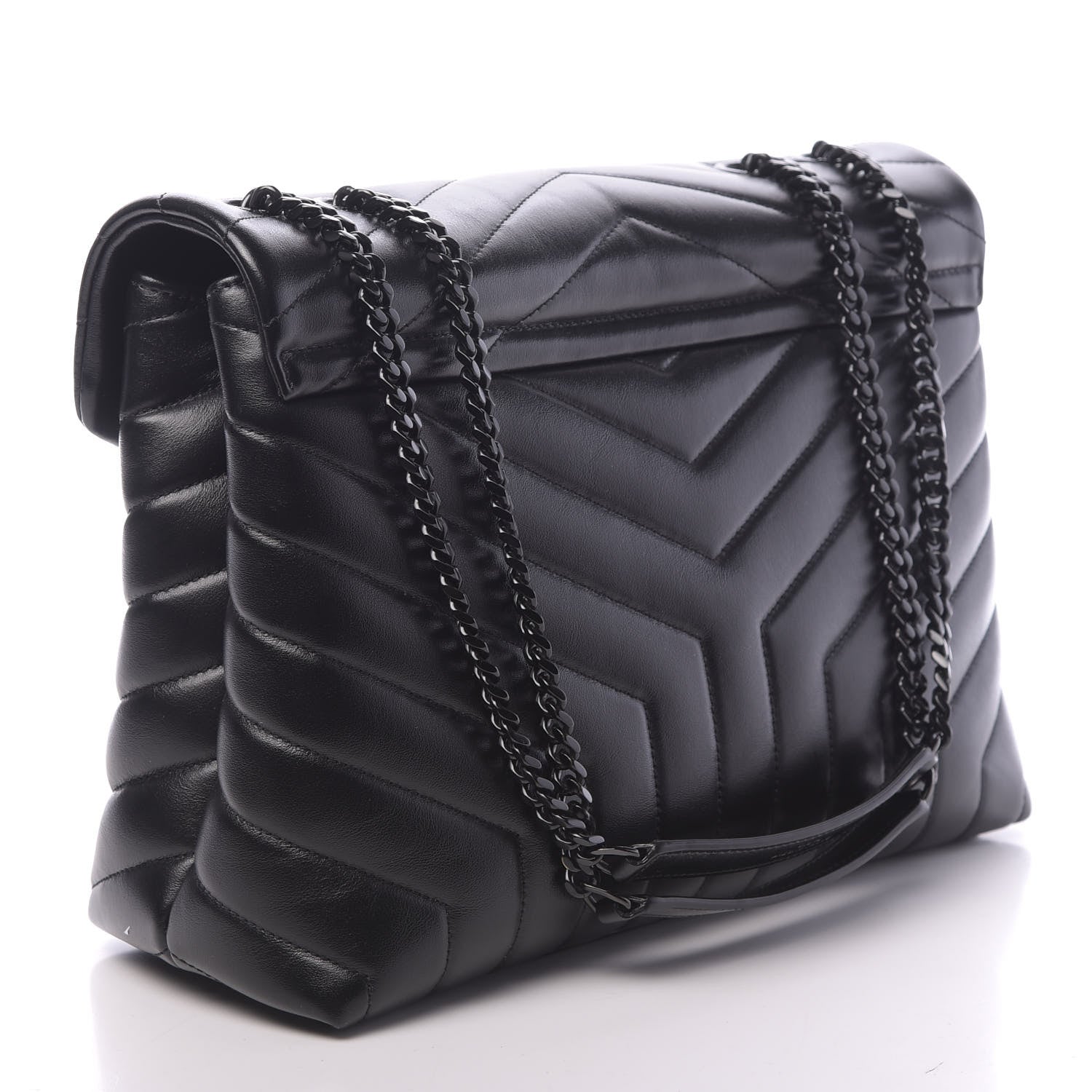 Saint Laurent Calfskin Y Quilted Monogram Medium Loulou Chain Satchel Black 3 of 10