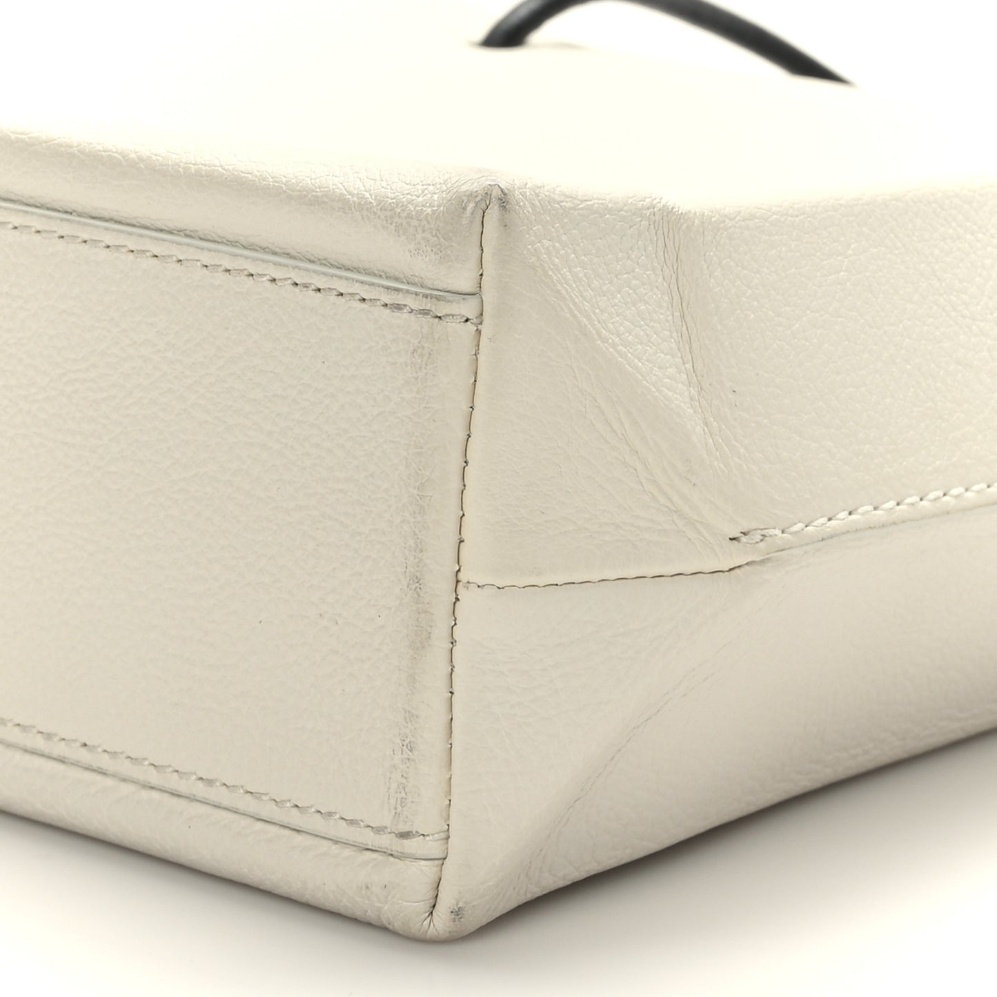 Calfskin Logo Small Shopping Tote White