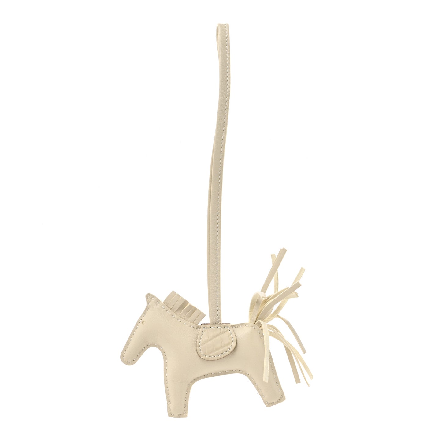 Milo Lambskin Matte Alligator Touch Grigri Rodeo Horse Bag Charm PM Craie