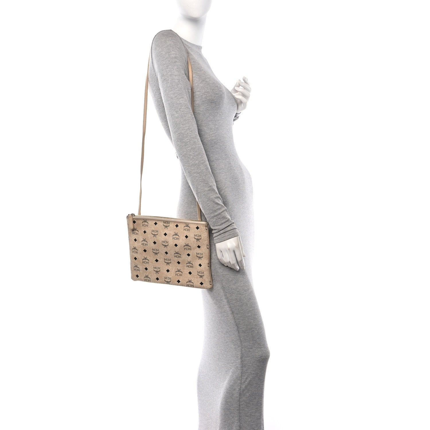 MCM Visetos Medium Crossbody Pouch Beige 3 of 11