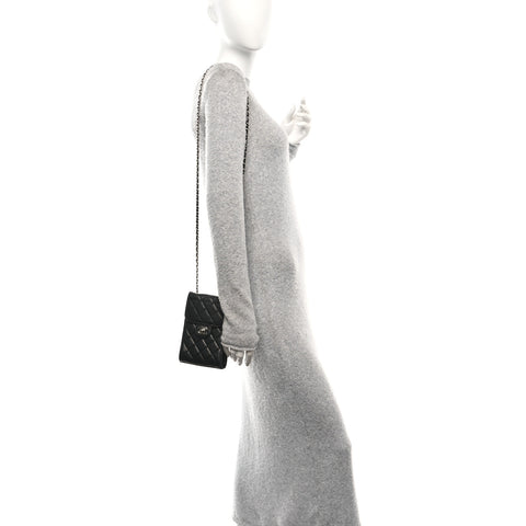 Caviar Quilted Classic Phone Holder Black