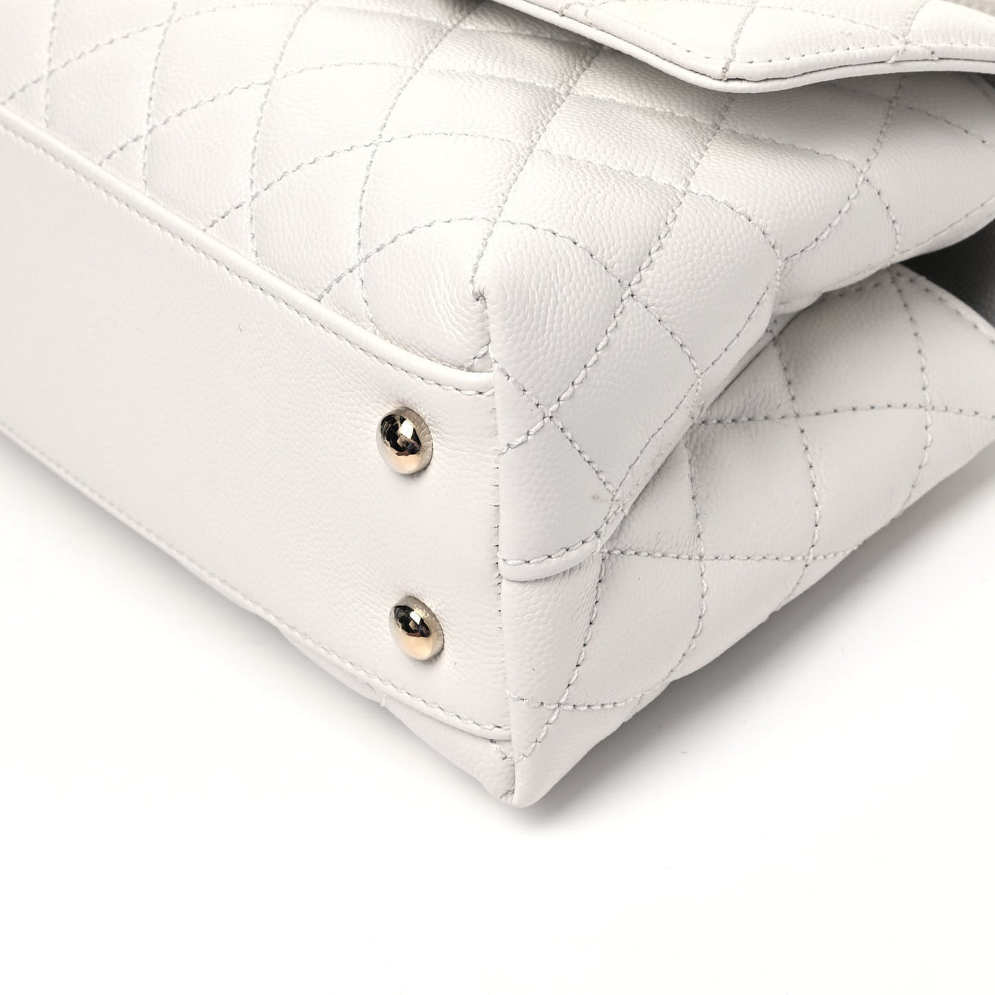 Caviar Quilted Mini Coco Handle Flap White