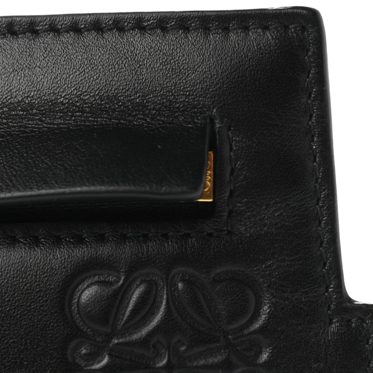 Calfskin Embroidered Bat T Pouch Black