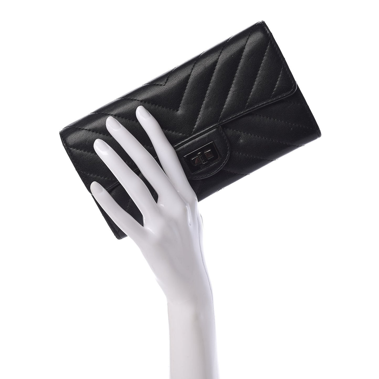 Sheepskin Chevron Quilted 2.55 Reissue Flap Wallet So Black