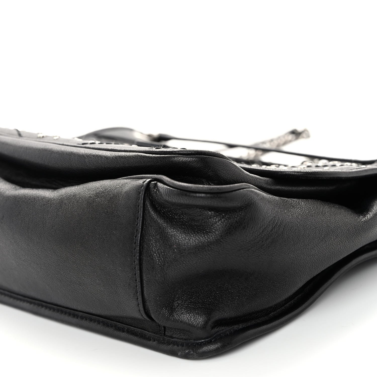 Saint Laurent Calfskin Matelasse Monogram Studded Stardust Medium Niki Chain Satchel Black 9 of 11