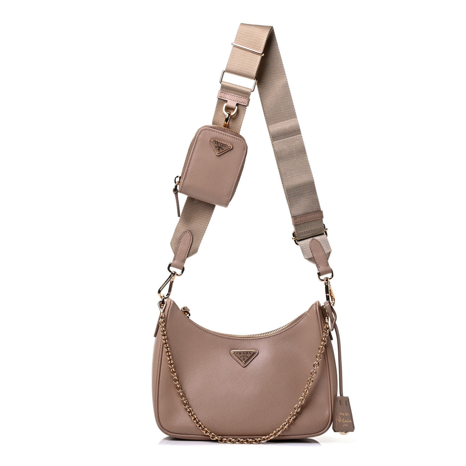 Prada Saffiano Re-Edition 2005 Shoulder Bag Cammeo Beige 775716